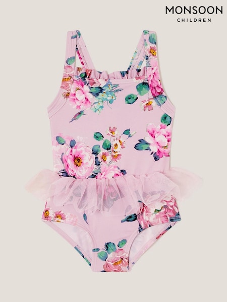 Monsoon Pink Baby Peony Print Tutu Swimsuit (F91899) | ₪91 - ₪111