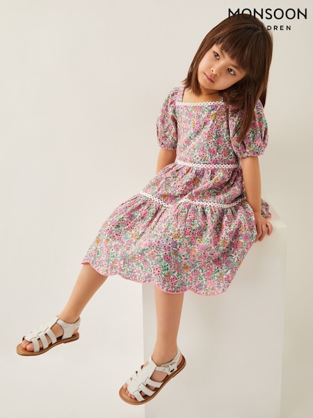 Monsoon Broderie Floral Puff-sleeve 100% Cotton Dress (F91905) | ‏17 د.ك.‏ - ‏19.500 د.ك.‏