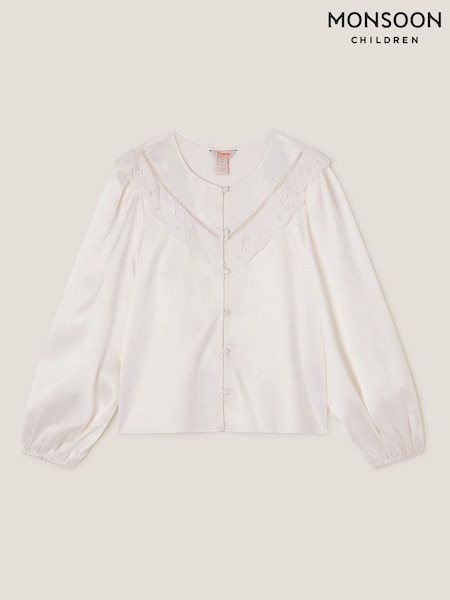 Monsoon Embroidered Collar Satin Blouse (F91913) | ‏171‏₪ - ‏181‏ ₪