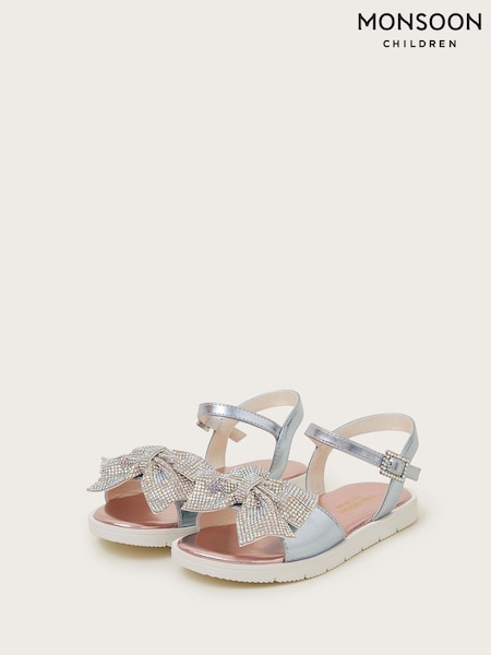 Monsoon Silver Rhinestone Bow Metallic Sandals (F91925) | AED170 - AED199