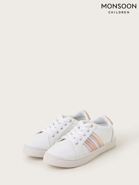 Monsoon White Metallic Stripe Trainers (F91939) | €29 - €34