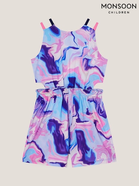Monsoon Blue Marble Print Cut-Out Playsuit (F91941) | 124 QAR - 134 QAR