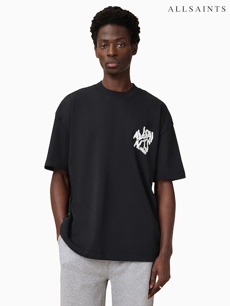 שחור - Allsaints Orlando Crew 100% Organic Cotton T-shirt (F91971) | ‏297‏₪