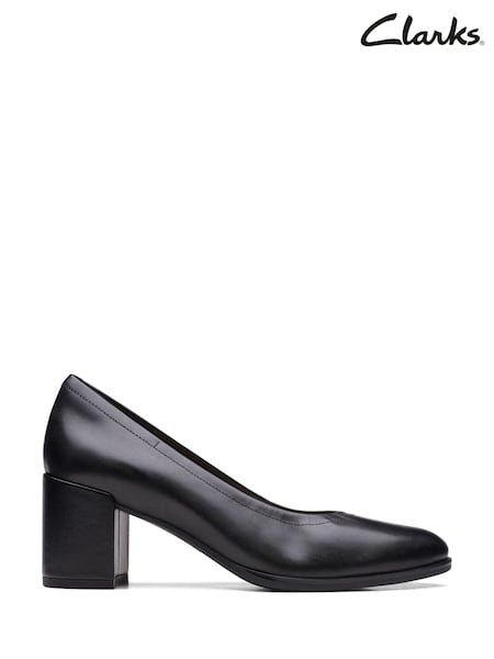 Clarks Black Leather Freva55 Court Shoes (F91982) | €107