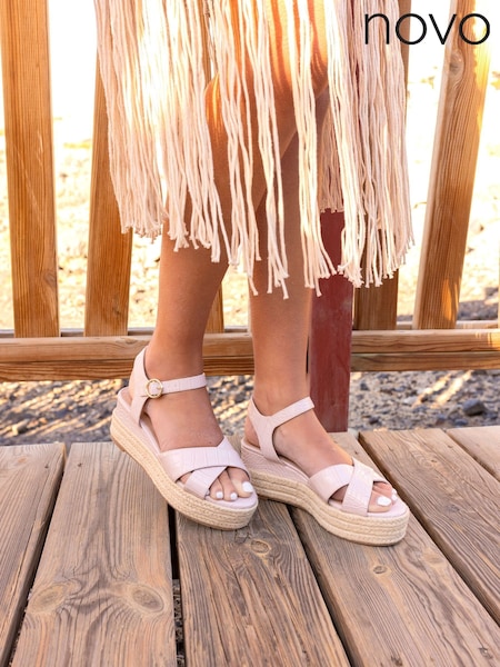 Novo Nude Wide Fit Bowen Mid Espadrille Wedge Sandals (F92062) | €52