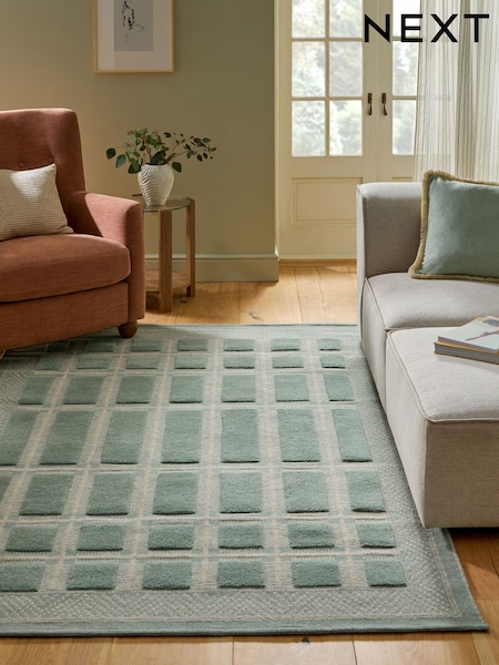 Sage Green Jacquard Tile Rug (F92080) | €126 - €364