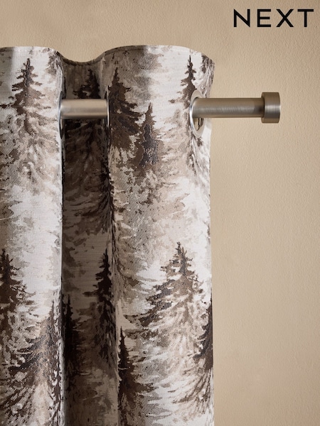 Bronze Metallic Abstract Trees Jacquard Eyelet Lined Curtains (F92140) | AED416 - AED879