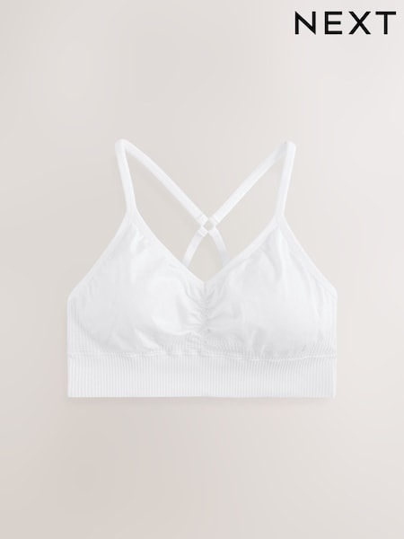 Белый - Seamless Strappy Sports Bra (F92142) | €17