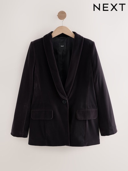 Brown Velvet Single Breasted Blazer (F92178) | €70