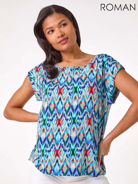 Roman Blue Abstract Print Shell Top (F92187) | €40