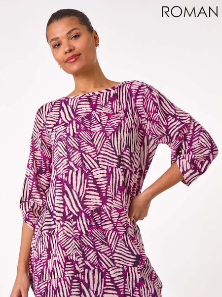 Roman Longline Print 100% Cotton Tunic Top (F92194) | 57 €