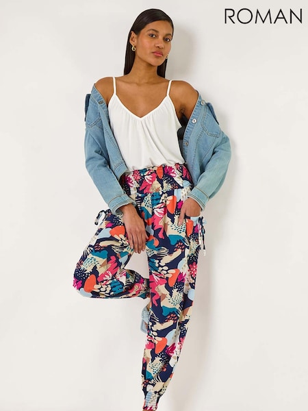 Roman Blue Abstract Tie Pocket Trousers (F92198) | €40