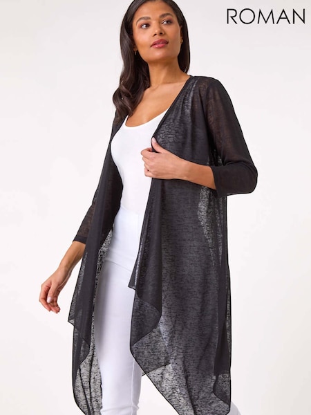 Roman Black Longline Waterfall Cardigan (F92205) | €42