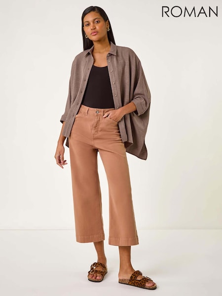 Roman Brown Boxy Relaxed Shirt (F92210) | ₪251