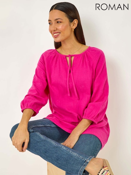 Vaaleanpunainen - Roman Solmio Neck Tunika 100% puuvillaa (F92214) | €57