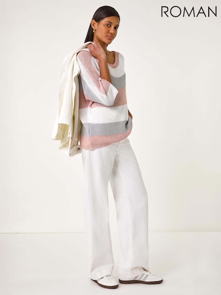 Roman Pink Colour Block Slash Neck Jumper (F92226) | 2,523 UAH