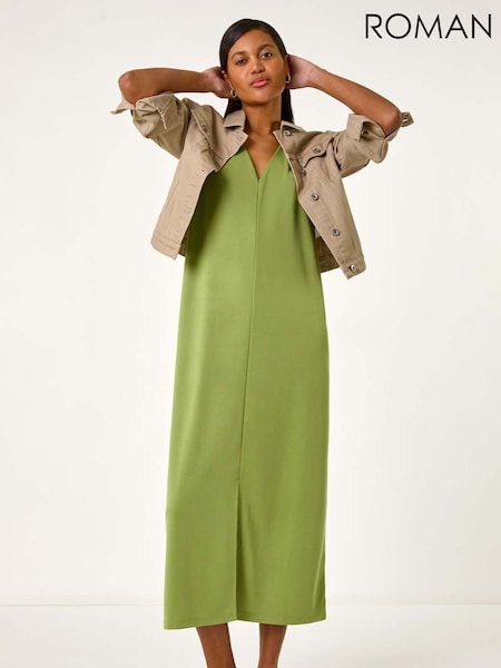 Roman Green Soft Pique Stretch Midi Dress (F92243) | €59