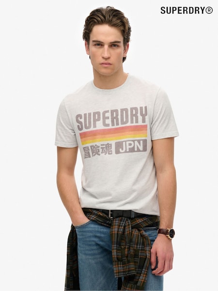 Superdry Grey Japan Stripe Relaxed T-Shirt (F92289) | €37