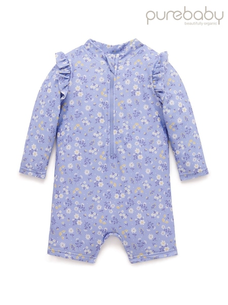 Purebaby Blue Floral Long Sleeve Swim Rashie (F92305) | €40