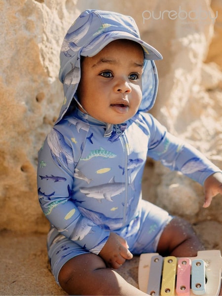 Purebaby Light Blue Submarine Long Sleeve Swim Sunsuit (F92317) | R$ 275