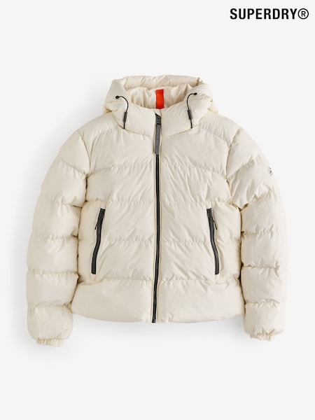 Superdry Cream Hooded Sports Puffer Jacket (F92407) | €144