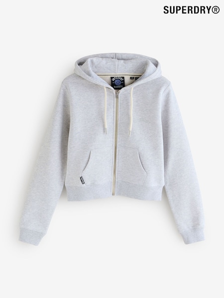 Superdry Grey Essential Logo Cropped Zip Hoodie (F92415) | R$ 495