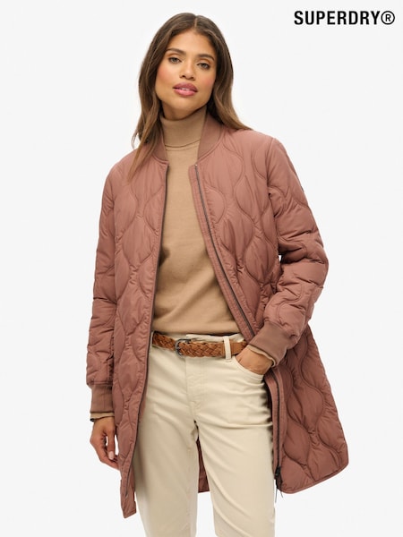 Superdry Brown Long Quilted Liner Jacket (F92421) | €137