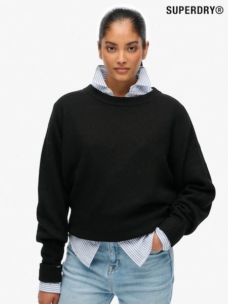Superdry Black Slouchy Crew Neck Jumper (F92424) | €76