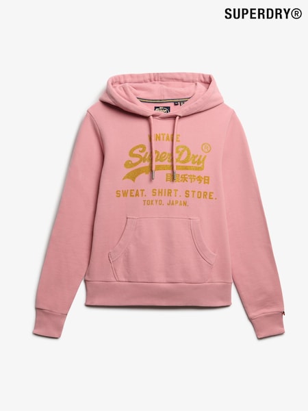 Superdry Pink Relaxed Embellished Vl Hoodie (F92426) | R$ 545