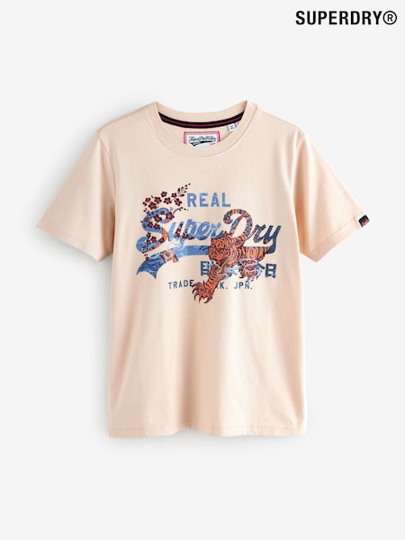Natural - Superdry Relaxed Tokyo Vl T-Shirt (F92444) | R$ 265