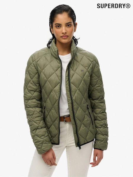 Superdry Green Diamond Quilt Fuji Lite 100% Cotton Jacket (F92451) | R$ 840