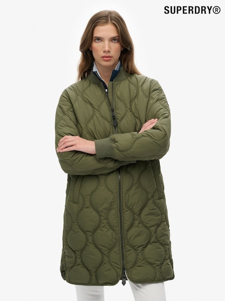 Superdry Green Long Quilted Liner Jacket (F92453) | €137