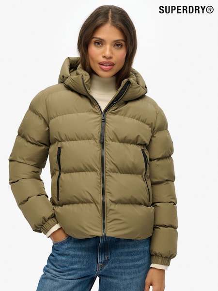 Verde - Superdry Hooded Sports Puffer Jacket (F92454) | R$ 940
