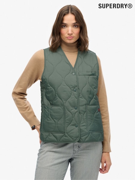 Superdry Green Quilted Lite Liner Gilet (F92459) | R$ 640