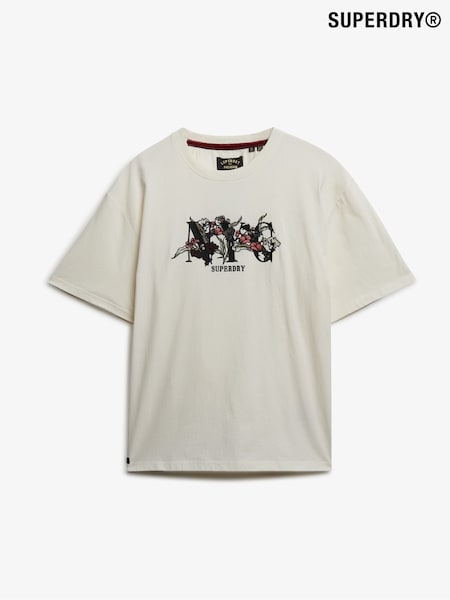 Superdry Cream Oversized Night Garden T-Shirt (F92464) | €35