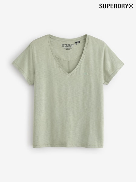 Verde - Superdry Studios Slub Emb Vee T-Shirt (F92476) | R$ 195