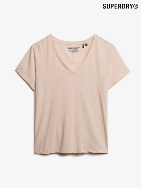 Superdry Pink Studios Slub Emb Vee T-Shirt (F92489) | 99 QAR