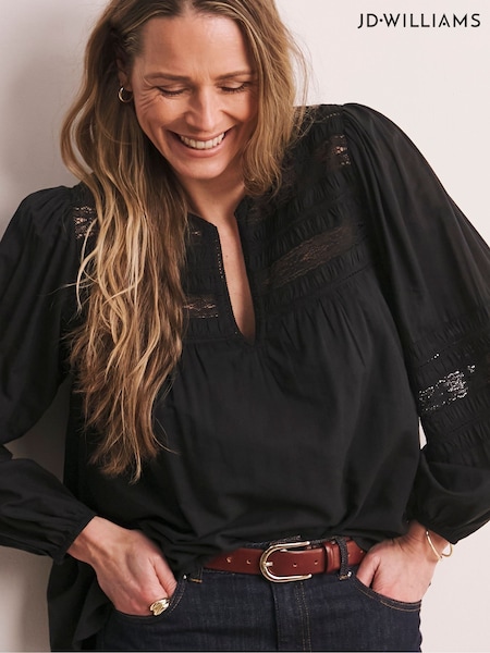 Anthology by JD Williams Black Crochet Lace Detail Blouse (F92526) | €58