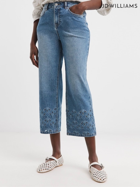JD Williams Broderie Straight Crop Jeans (F92536) | 313 LEI