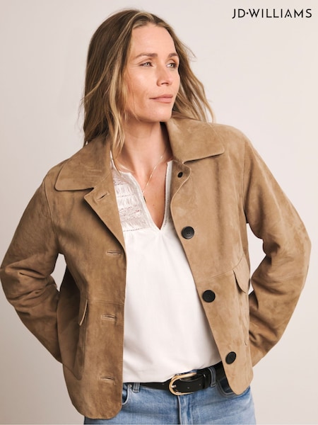 Anthology By JD Williams Brown Suede Trucker Jacket (F92542) | €276