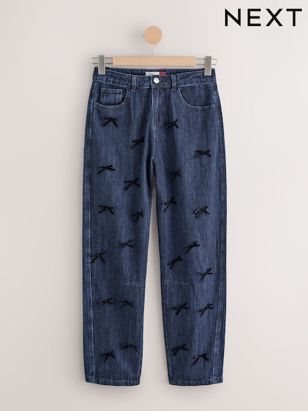 Rinse Blue Bow Embellished Barrel Leg Jeans (F92611) | €68