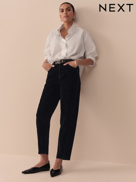 Black N. Premium Flocked Comfort Stretch Denim Barrel Jeans (F92612) | €47