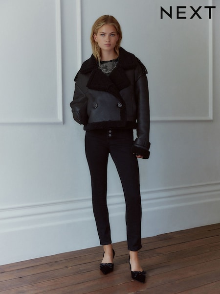 Schwarz - Button Fly Skinny Jeans (F92628) | 41 €