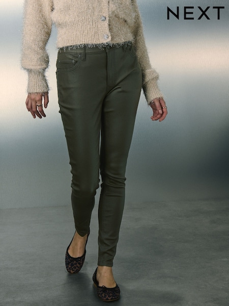Olivgrün - Coated Denim Skinny Jeans (F92637) | 41 €