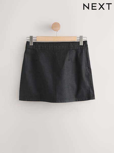 Black Coated Mini Denim Skirt (F92675) | €34