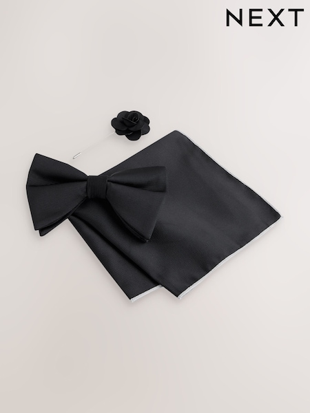 Negro - Bow with Pocket Square and Flower Pin (F92705) | 24 €