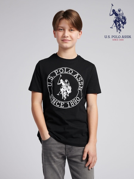 U.S. Polo Assn. Black Boys 100% Cotton Circle Print T-Shirt (F92745) | 99 QAR - 119 QAR