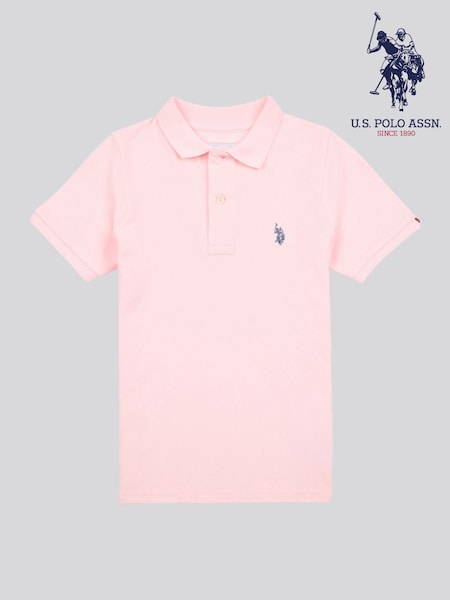 U.S. Polo Assn. Pink Boys Double Horsemen 100% Cotton Polo Shirt (F92747) | ₪176 - ₪211