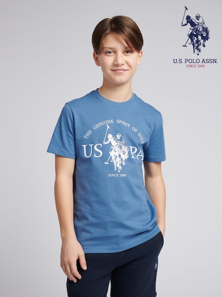 U.S. Polo Assn. Navy Blue Boys Graphic Print 100% Cotton T-Shirt (F92750) | €28 - €34