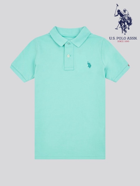 Albastru - U.S. Polo Assn. Boys Double Horsemen 100% Cotton Polo Shirt (F92753) | 261 LEI - 313 LEI